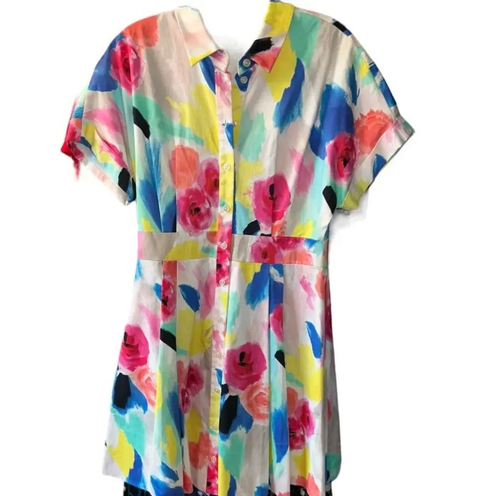$398 Kate Spade s/s Watercolor Shirt Dress Flavor of the Month Multi color Sz 6